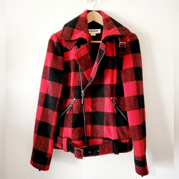 Hydraulic Buffalo Plaid Asymmetrical Blend Moto Jacket Size L - Picture 15 of 15